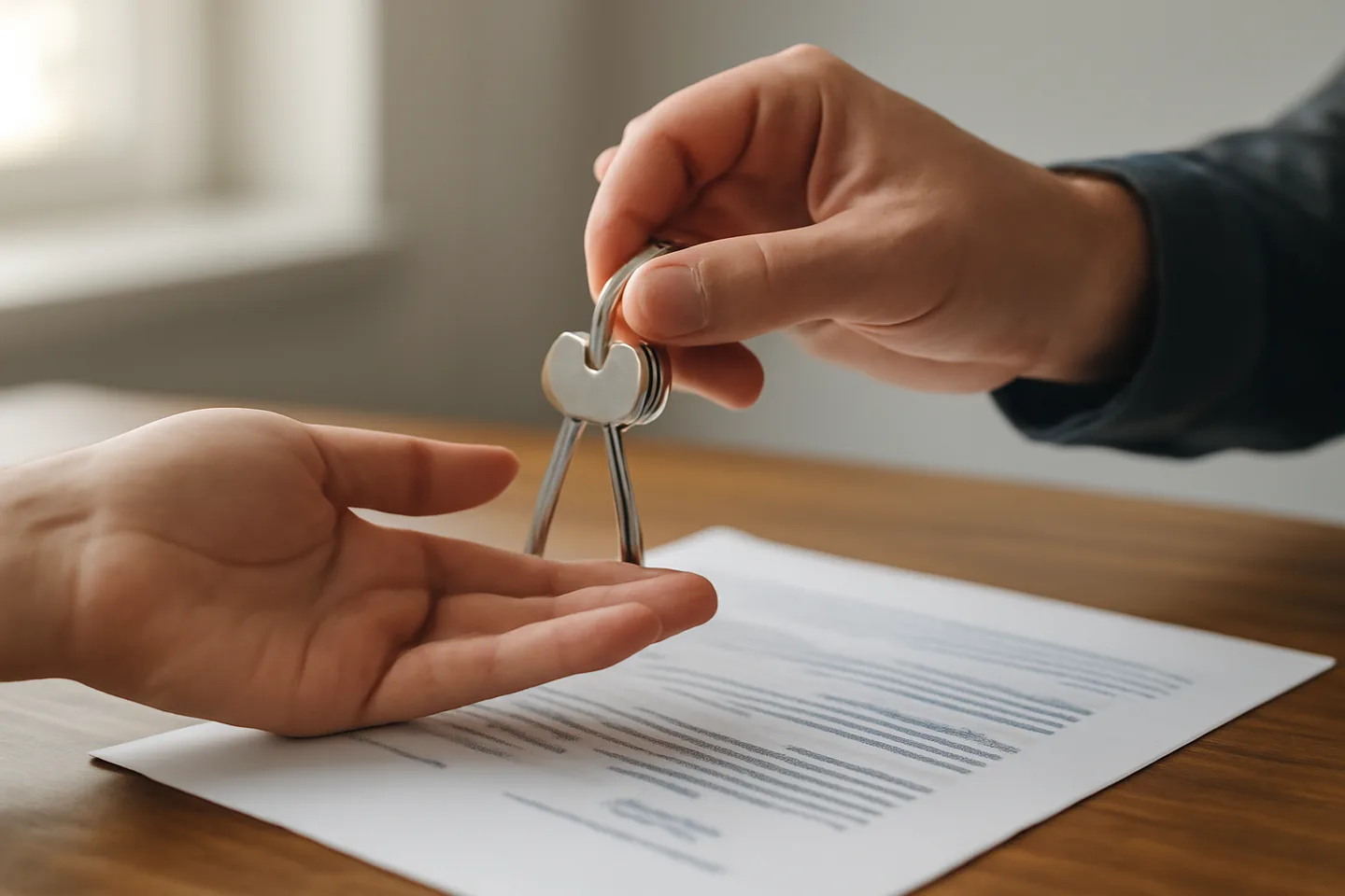 Exchanging keys over a signed property deed at closing