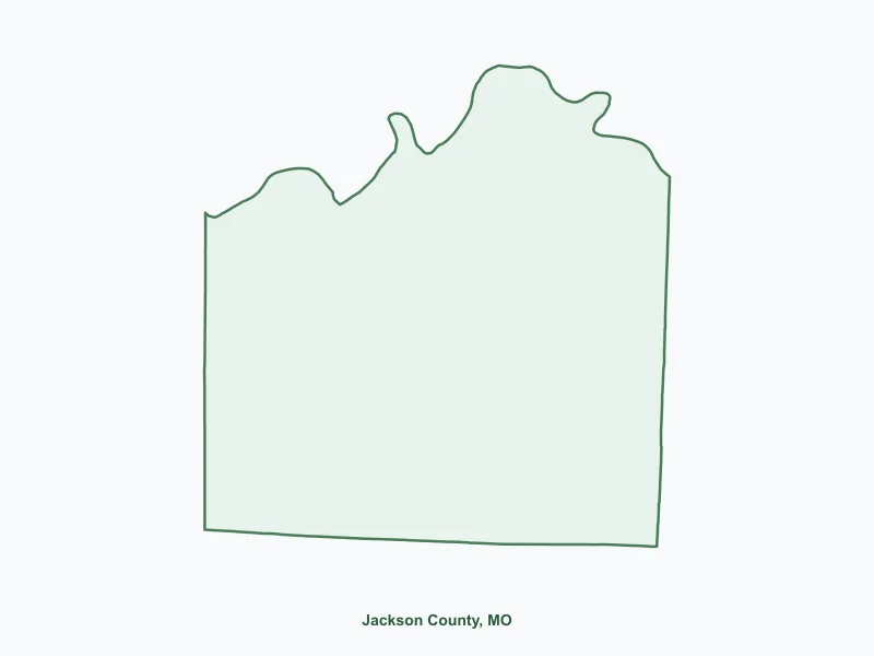 Map of Jackson County, MO showing major cities