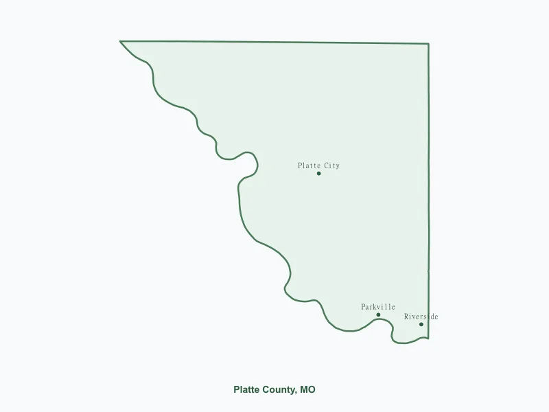 Map of Platte County, MO showing major cities