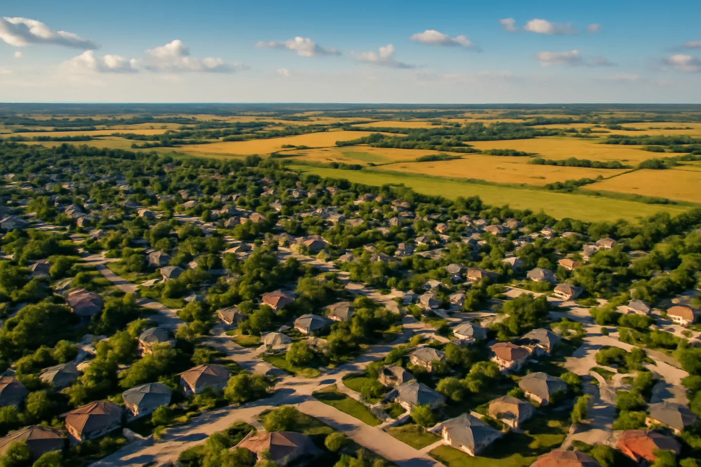 Sell land in Clay County, Missouri - aerial view of Clay County landscape
