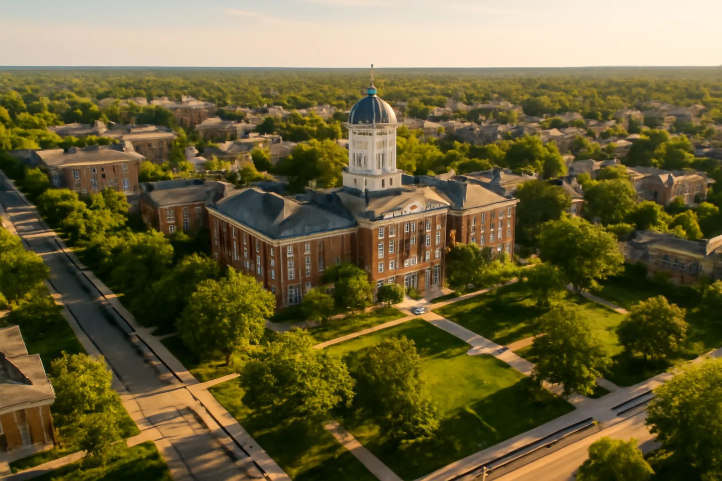 Sell land in Columbia, Missouri - aerial view of Columbia landscape