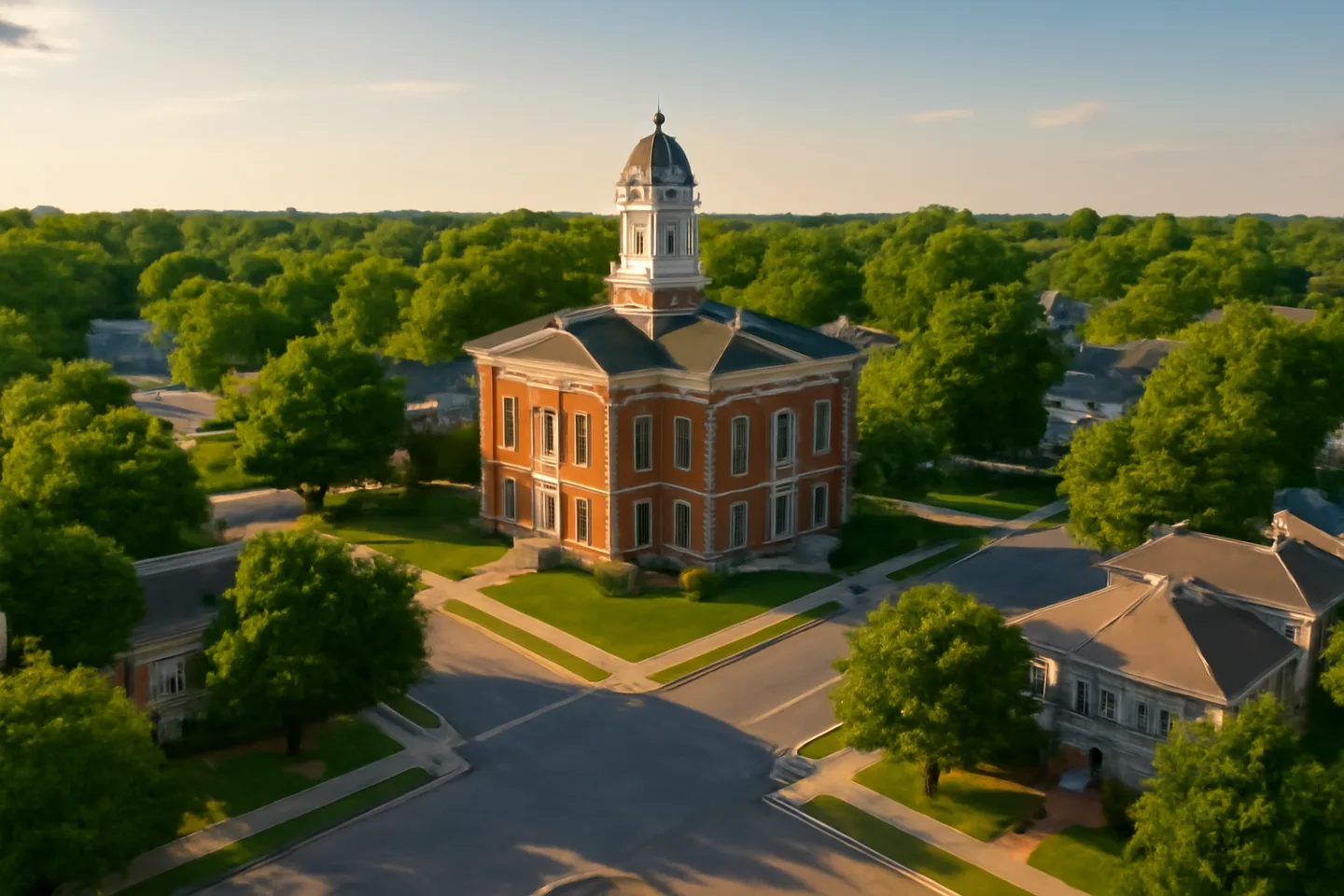 Sell land in Liberty, Missouri - aerial view of Liberty landscape