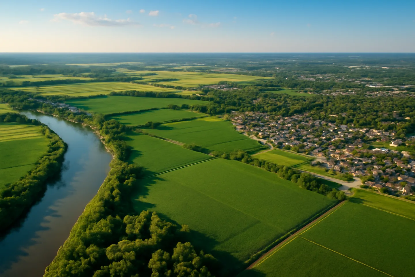 Sell land in Platte County, Missouri - aerial view of Platte County landscape